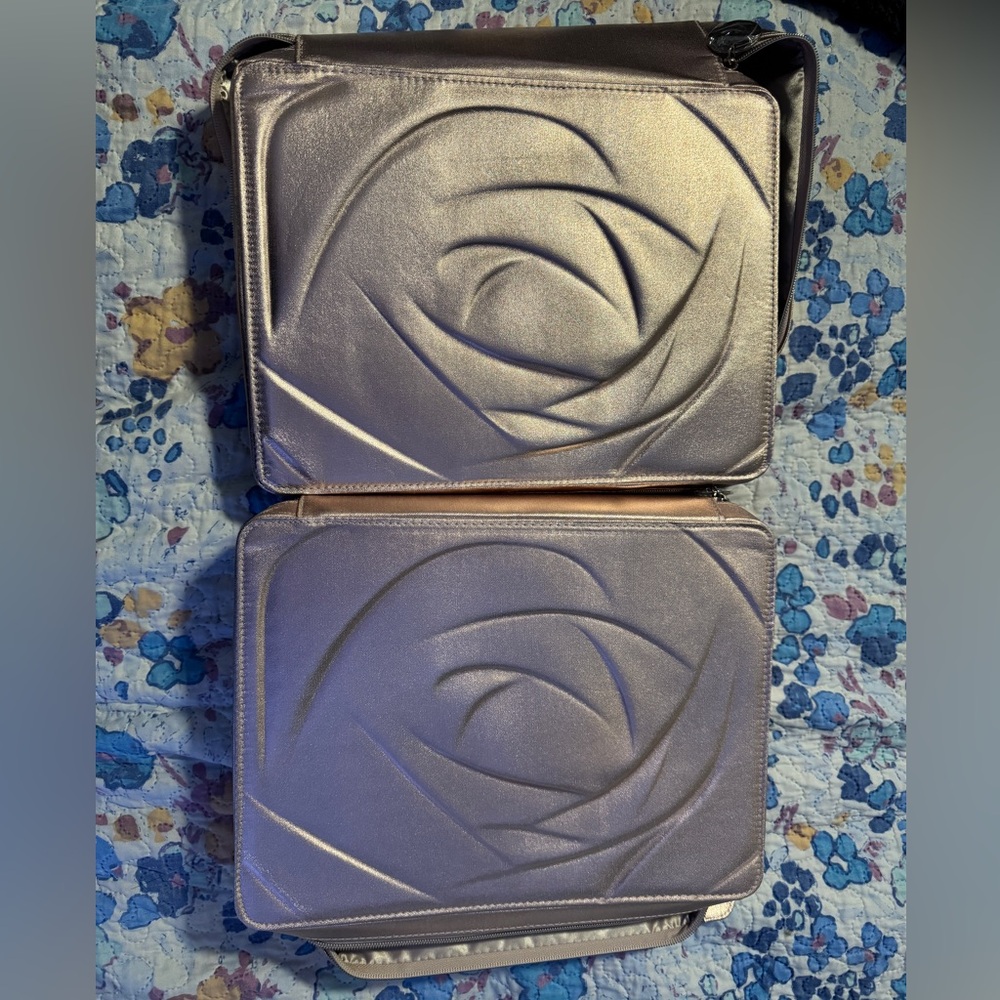 Elegant Metallic Rose Gold Lancōme Holiday 2024 Large Makeup Bags